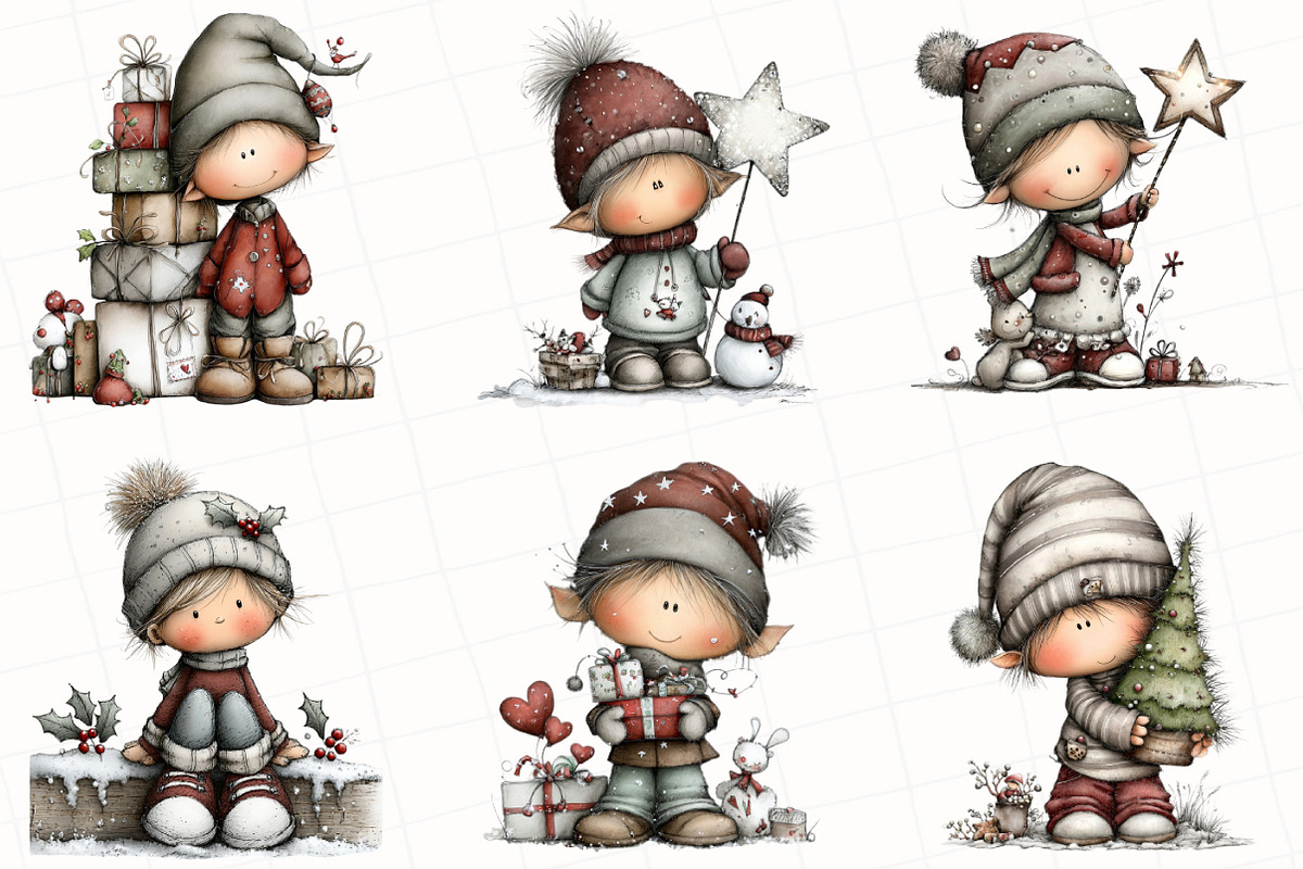 Whimsical Elf Clipart Bundle, an Illustration by OK Design (Photo 5 of 6)