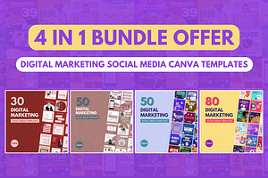 4 in 1 Digital Marketing CanvaBundle, a Social Media Template by Canvagator