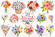 Spring Flowers Bouquet Clipart, an Illustration by RobertsArt (Thumbnail 1 of 7)