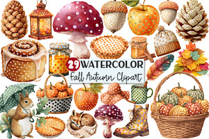 Polka Dots Fall Autumn Clipart, an Illustration by Rose Art
