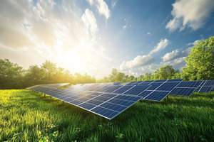 Solar Panels in a Green Field Under a Blue Sky, an Abstract Photo by Natalia Klenova's Shop