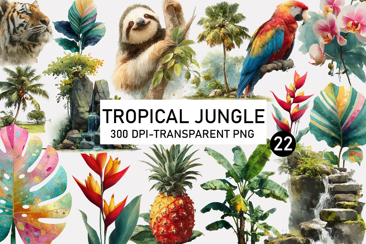 TROPICAL JUNGLE clipart, an Illustration by Designworld (Photo 1 of 5)