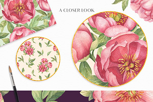 Peonies Seamless Patterns