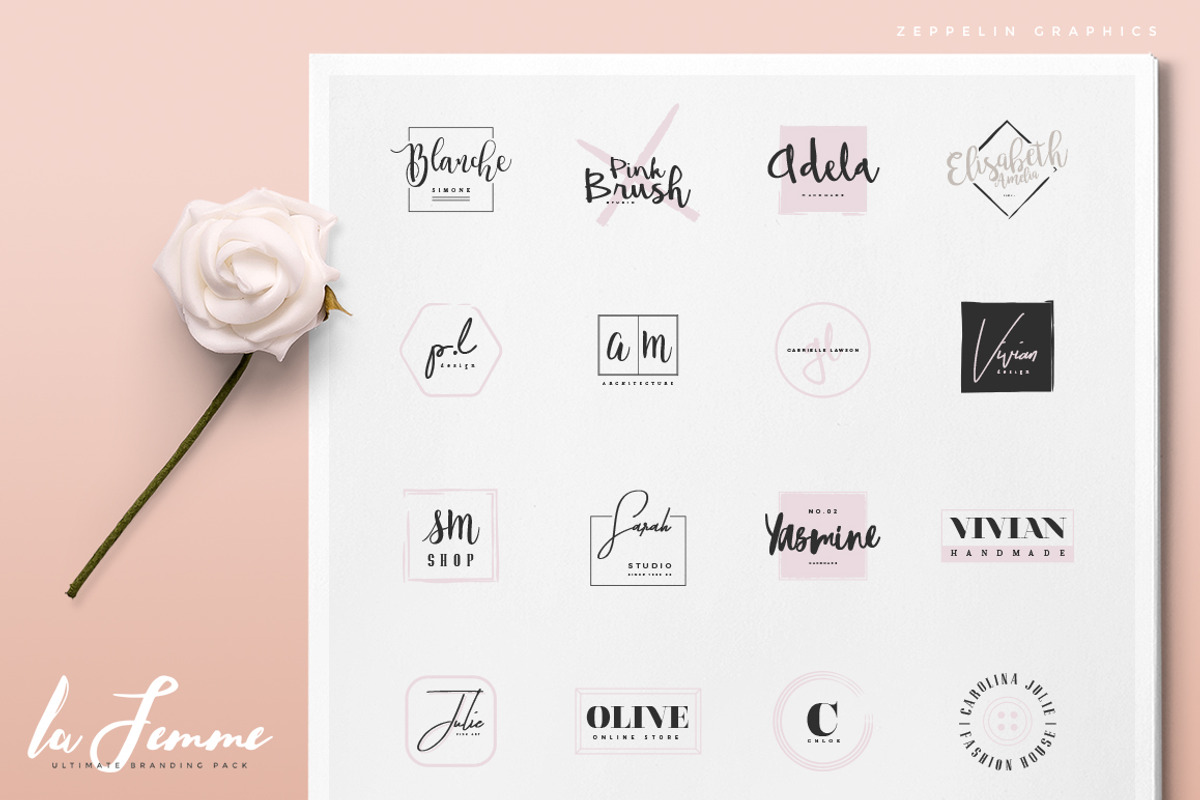250 Feminine Logos Pack, a Branding & Logo Template by Graphicdome (Photo 3 of 27)