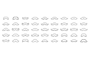 Outline moustache collection, an Object Illustration by GraphiShop