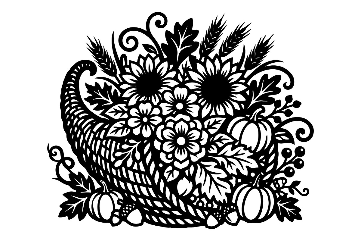 Elegant Floral Pumpkin Cornucopia, an Object Graphic by Gfx_Store (Photo 7 of 16)