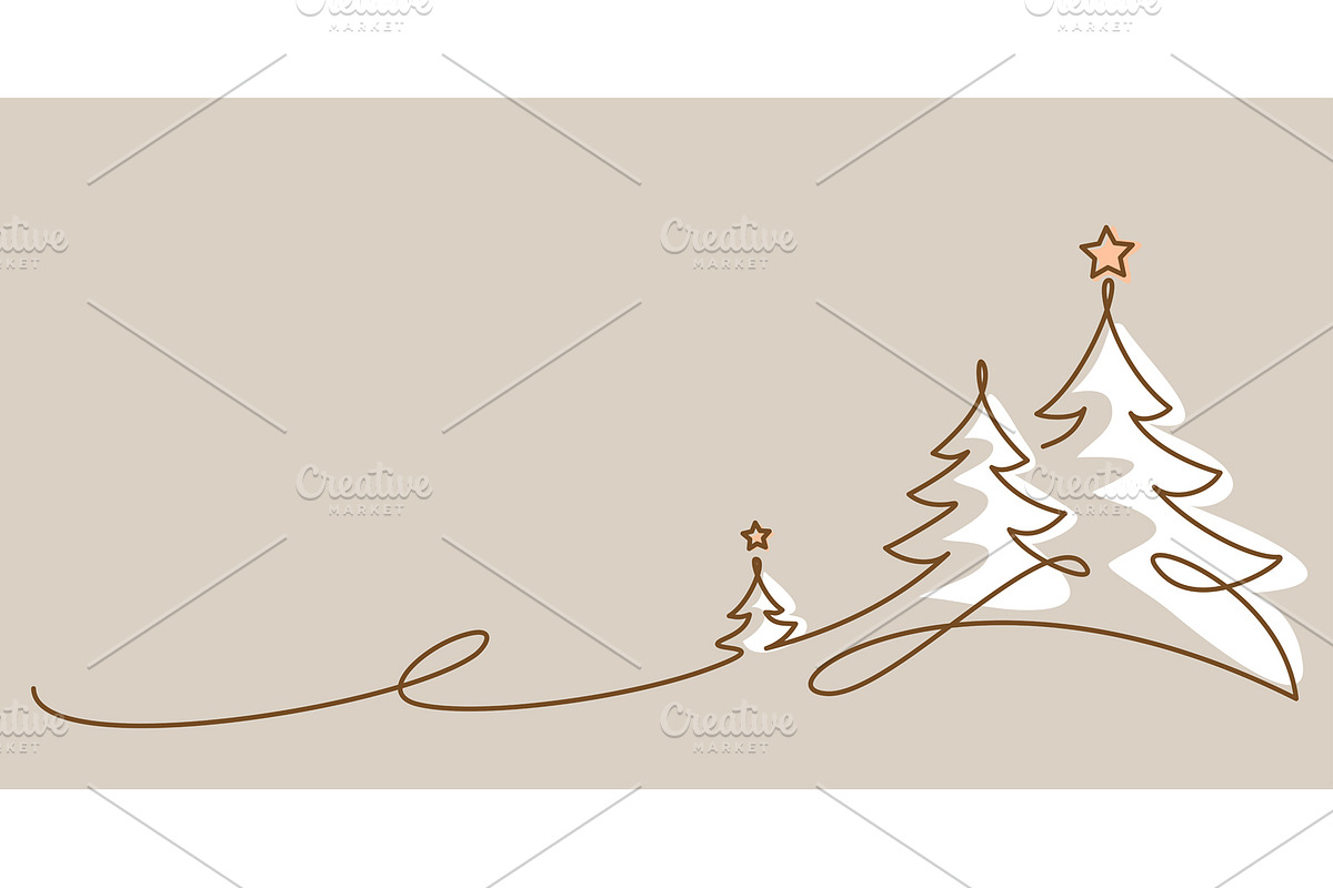 Christmas trees holiday card, a Seasonal Illustration by Valenty (Photo 3 of 3)
