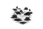 Lotus Pond Silhouette SVG Bundle, an Illustration by yasushie (Thumbnail 9 of 31)
