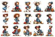 Whimsical Autumn Girl PNG Clipart, a Seasonal Illustration by OK Design (Thumbnail 3 of 6)