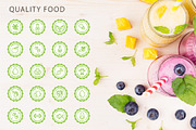 Eco, bio and quality green stamps, an Outline Icon by RevolutionizZed (Thumbnail 2 of 11)