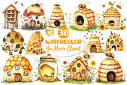 Watercolor Bee Home Clipart, an Illustration by Dream Creation (Thumbnail 1 of 6)