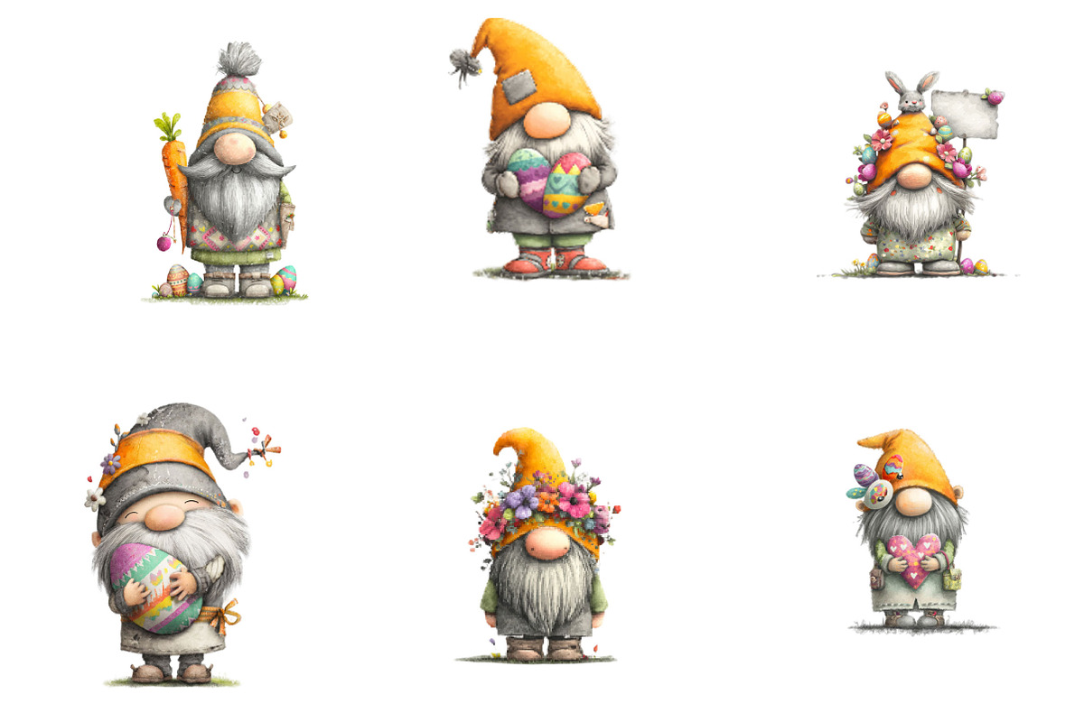Whimsical Easter Gnome Clipart, an Illustration by Designking (Photo 2 of 7)