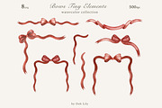 Red Bows Ribbon Watercolor Clipart, a Decorative Illustration by Ooh Lily (Thumbnail 7 of 16)