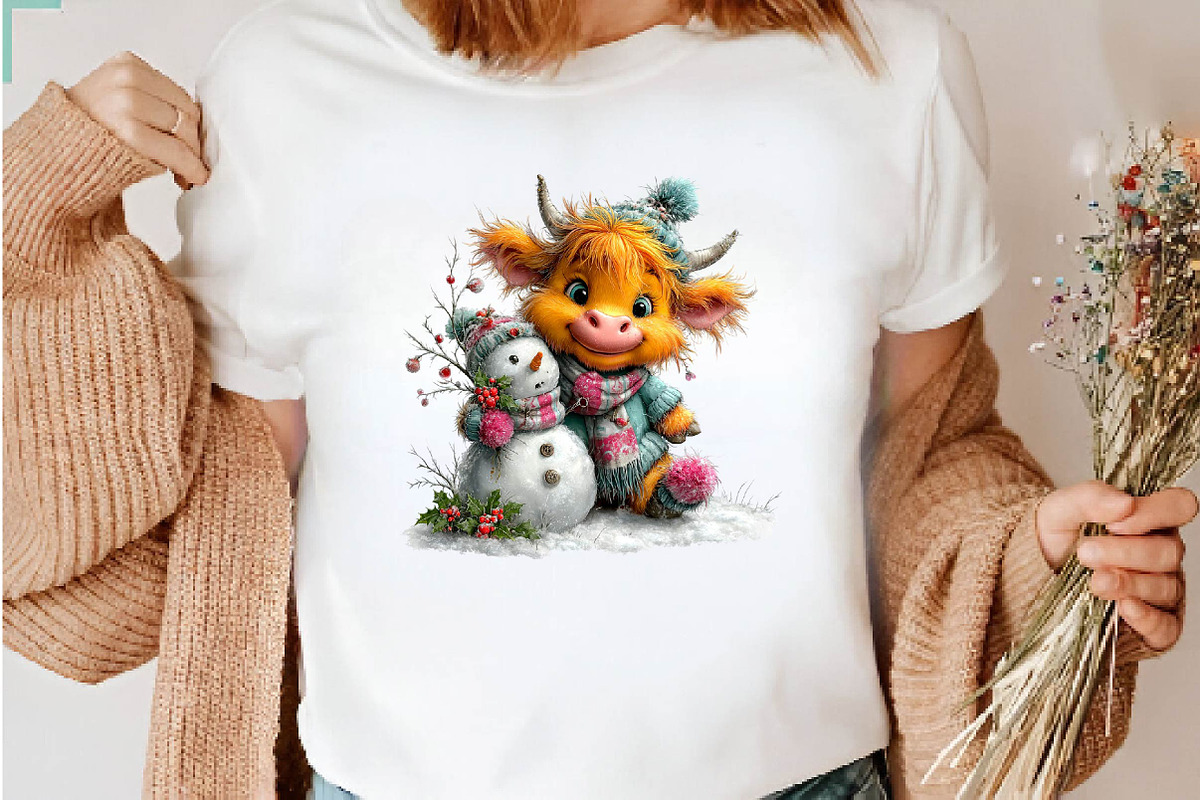 Cute Highland Cow Christmas clipart, a Seasonal Illustration by CreationArt (Photo 6 of 7)