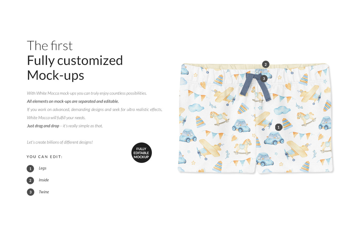 Baby Cotton Shorts Mock-ups Set, a Bottom Mockup by Mocca Mockups Store (Photo 4 of 22)