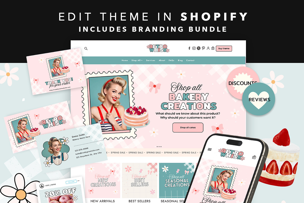 Retro Bakery Shopify Theme Bundle, a Shopify Template by Template Twist Shop (Photo 1 of 9)