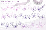 Romantic Line Art Butterflies Vector, an Illustration by NATASHA CHU (Thumbnail 2 of 18)