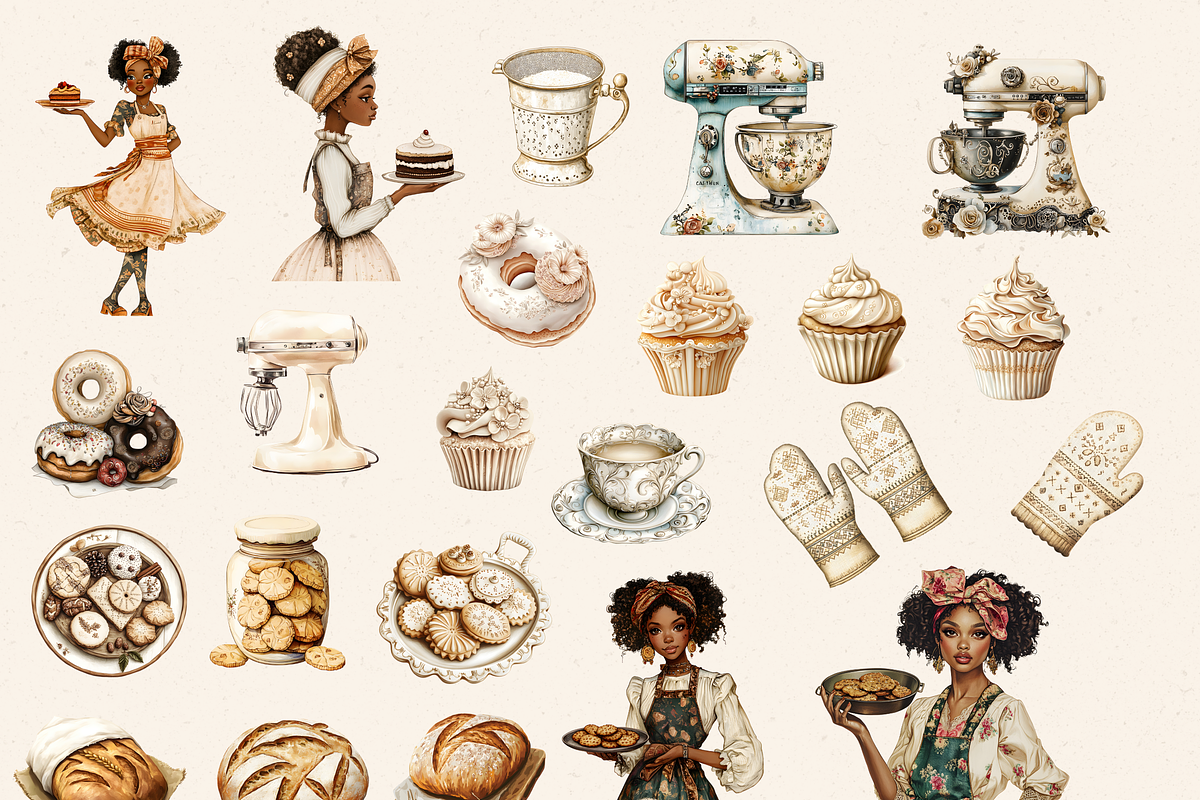 NEUTRAL BAKER GIRL CLIPART PACK, a Person Illustration by Daring Digies (Photo 4 of 9)