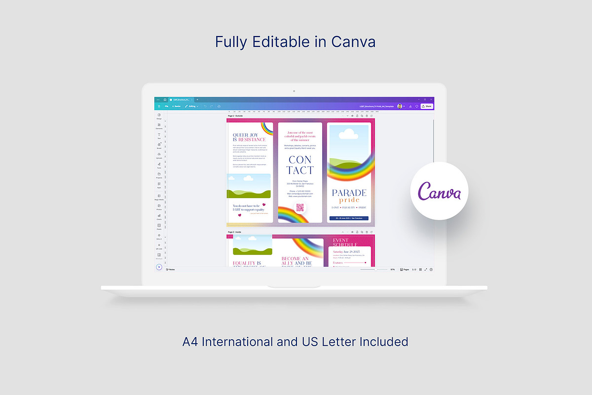 LGBT Brochure Trifold Canva Template, a Brochure Template by artbart (Photo 8 of 9)