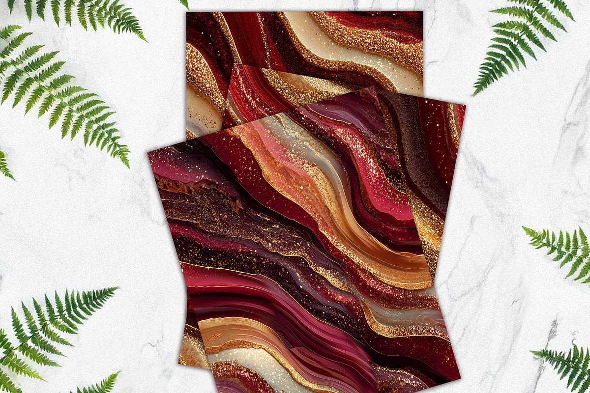 Glitter Gold Ruby Red Agate Papers, a Background Graphic by V Design Creator (Photo 12 of 12)