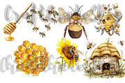 Watercolor Honey Bee Clipart, an Illustration by CraftCrateShop (Thumbnail 3 of 4)