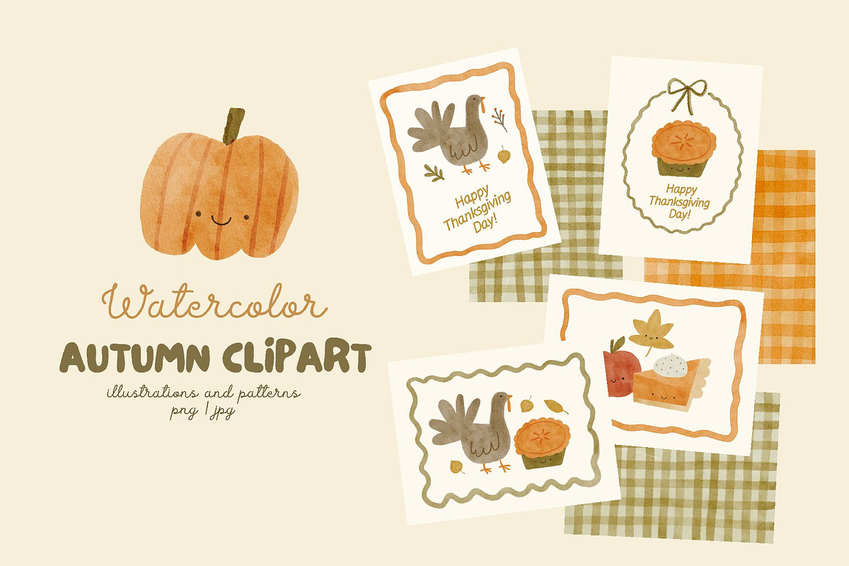 Watercolor Autumn Clipart, a Decorative Illustration by Cute And Wild (Photo 1 of 5)