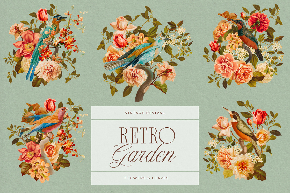 Retro Garden Floral Pattern Kit, a Decorative Illustration by Eclectic Anthology (Photo 3 of 11)