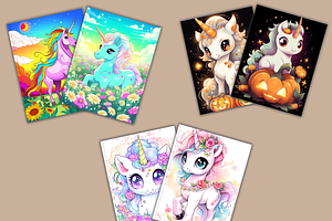 Cute Unicorn KDP Book Covers