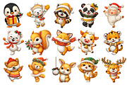 Dancing Animals Christmas Watercolor, an Illustration by Craft Nest (Thumbnail 3 of 11)
