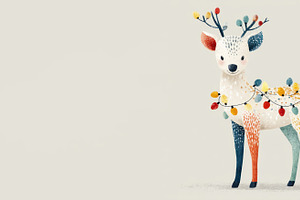 Whimsical cartoon reindeer with colorful Christmas lights and an, a Nature Photo by José Manuel Gelpi