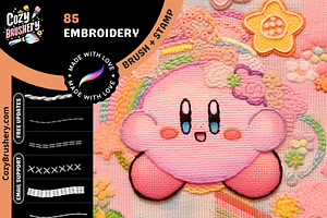 Procreate Embroidery Brushes, a Brush Add-On by Cozy Brushery