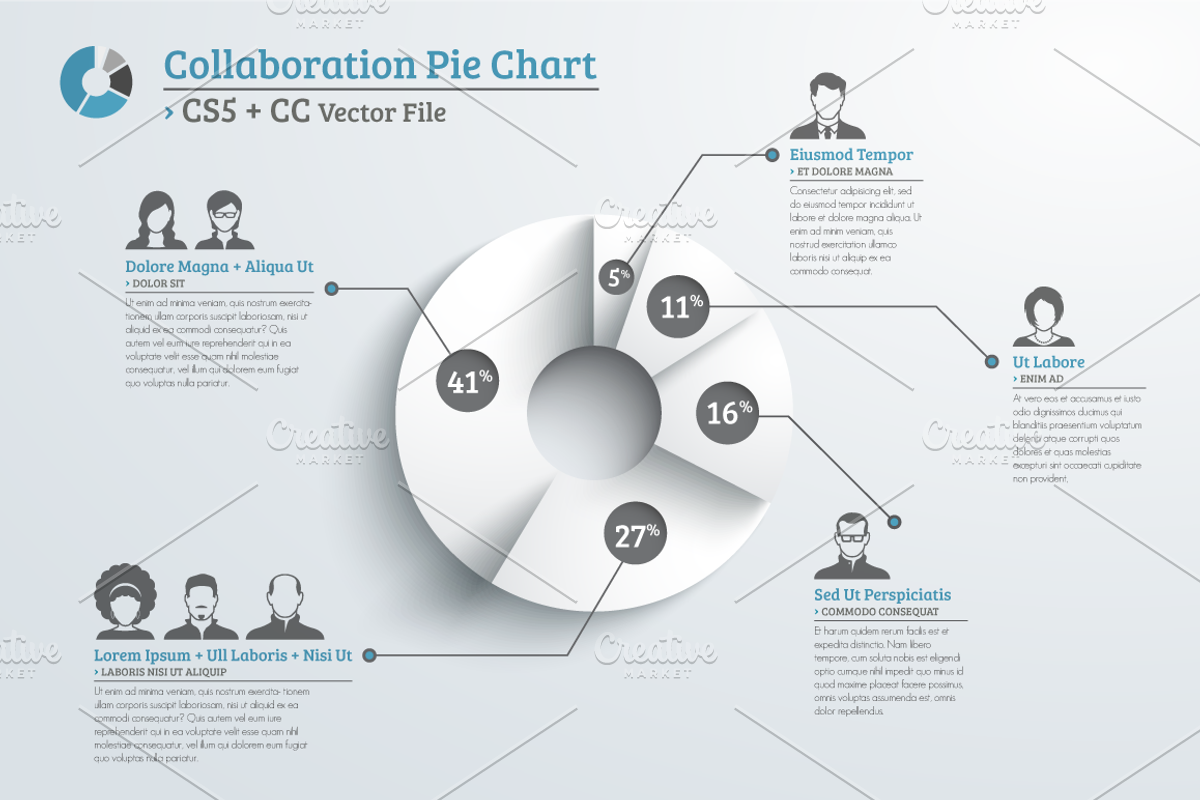 Team Work Pie Chart Infographic, an Object Illustration by vekstok