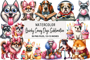 Quirky Crazy Dogs Sublimation, an Illustration by DreamArtGraphic