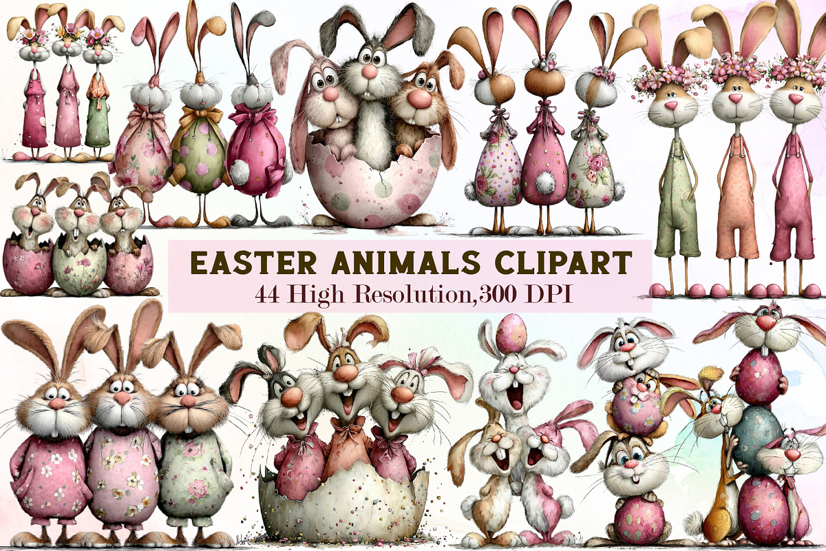 Watercolor Easter Animals Clipart, an Illustration by Sublimation Artist (Photo 1 of 7)
