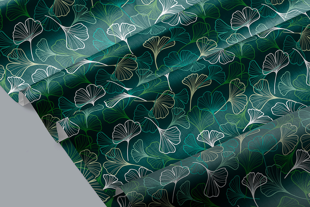 Ginkgo leaves vector patterns, a Pattern Graphic by IrStepShop (Photo 3 of 6)