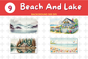 Watercolor Beach & Lake Scene Backg, a Background Graphic by John_Walker (Thumbnail 3 of 4)