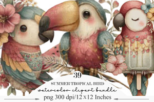 Whimsical Summer Tropical Bird, an Illustration by Designking