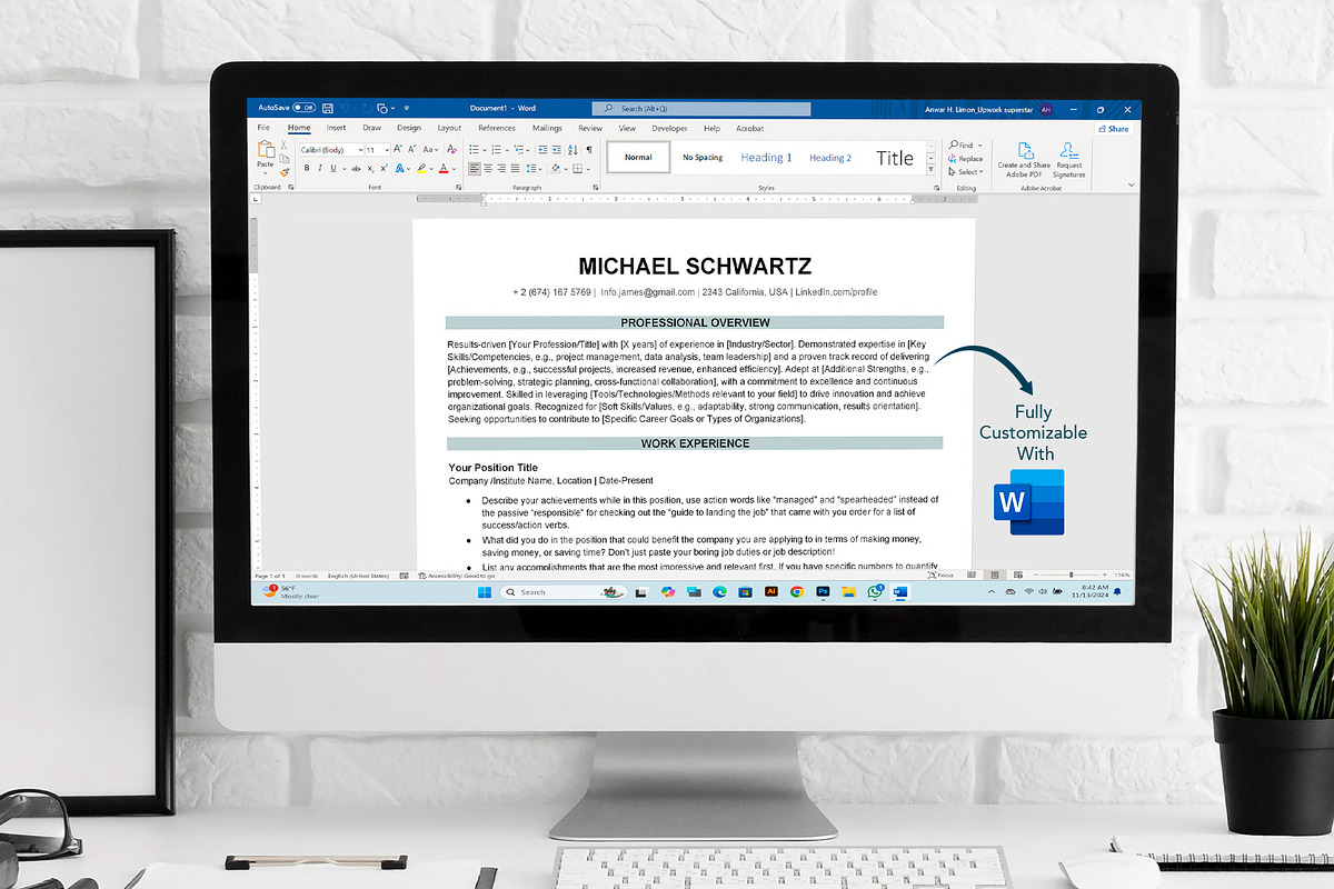 ATS friendly resume word, google doc, a Resume Template by Design_Xlab (Photo 4 of 10)