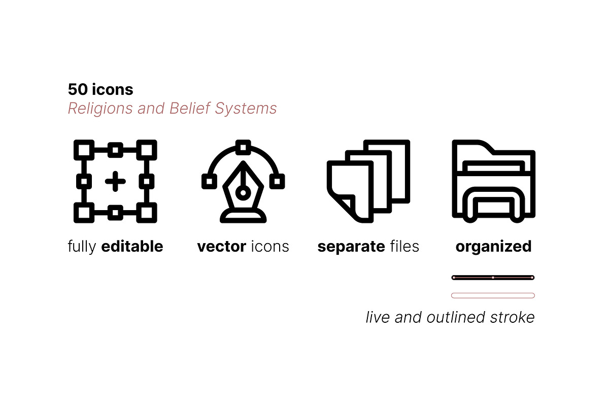 50 Religion and Belief Sytem Icons, an Outline Icon by Side Project (Photo 3 of 7)