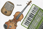 Musical Instruments Watercolor Set, an Education Illustration by KathrineWatercolor (Thumbnail 9 of 9)