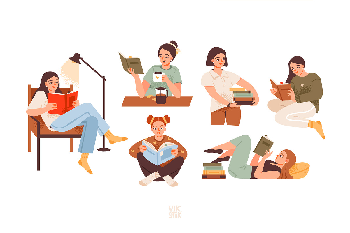 Booklovers | People with books, a Person Illustration by vik.stock (Photo 2 of 6)