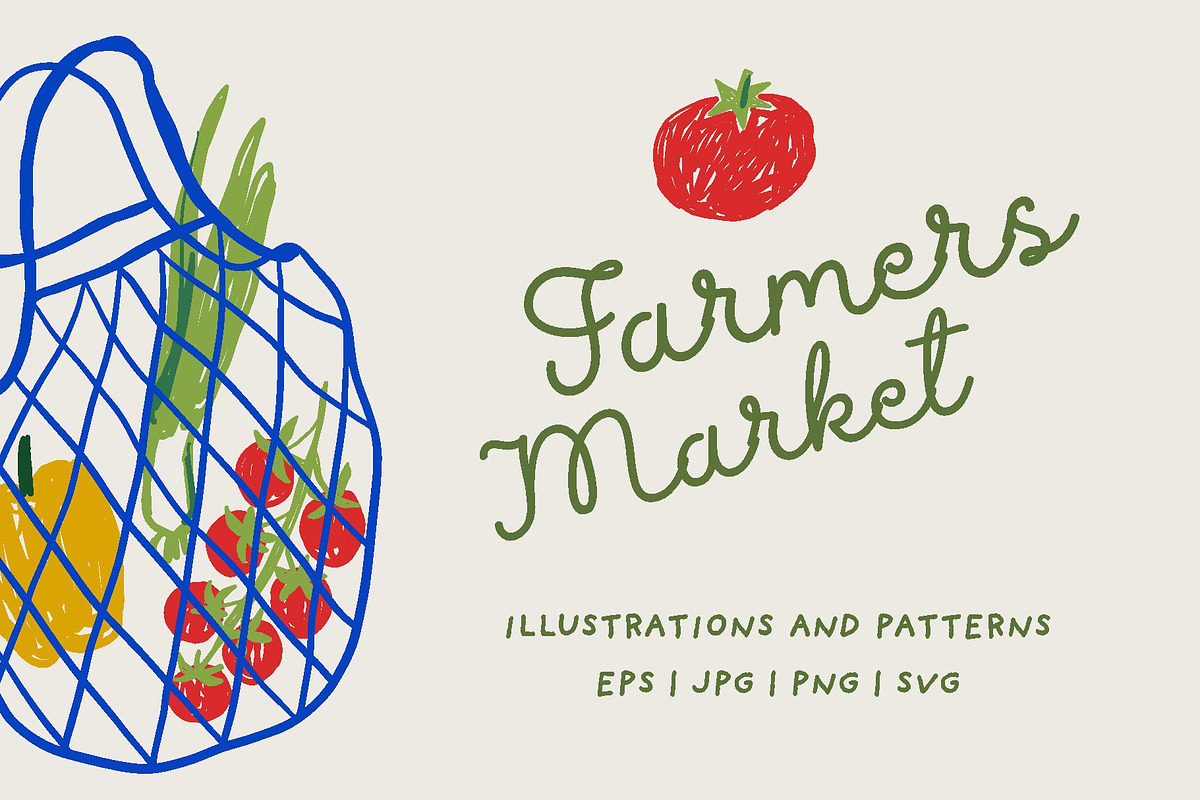 Farmers Market Hand Drawn Clipart, a Food Illustration by Barkova Nadya (Photo 1 of 7)