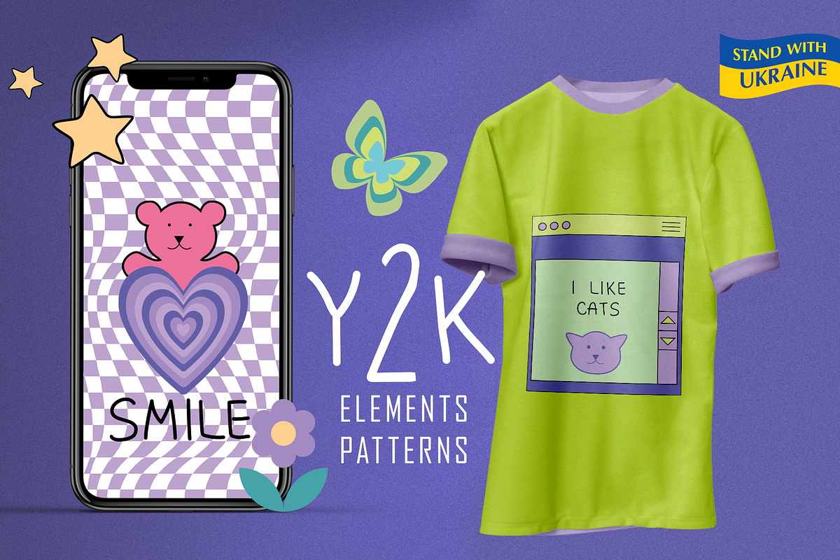 Y2K nostalgia patterns & elements, an Illustration by brialinas (Photo 1 of 10)