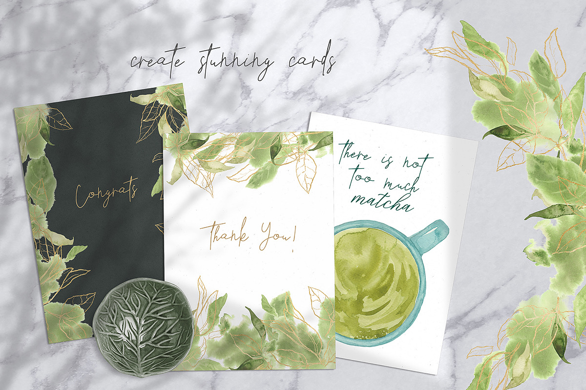 Matcha Green And Golden Watercolor, a Food Illustration by Cat In Colour (Photo 7 of 7)