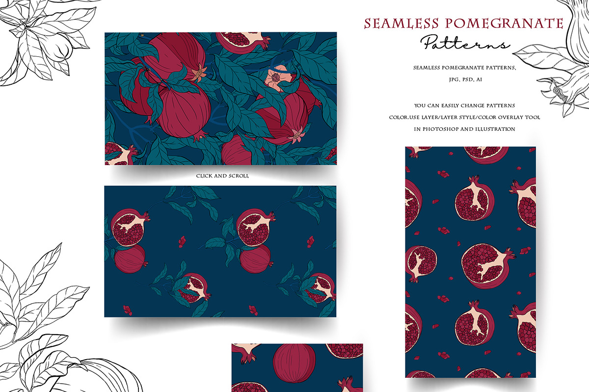 Pomegranate paradise collection, a Pattern Graphic by Aralova Art (Photo 4 of 8)
