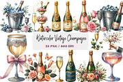 Watercolor Vintage Champagne Clipart, an Illustration by DreamArtGraphic (Thumbnail 1 of 4)