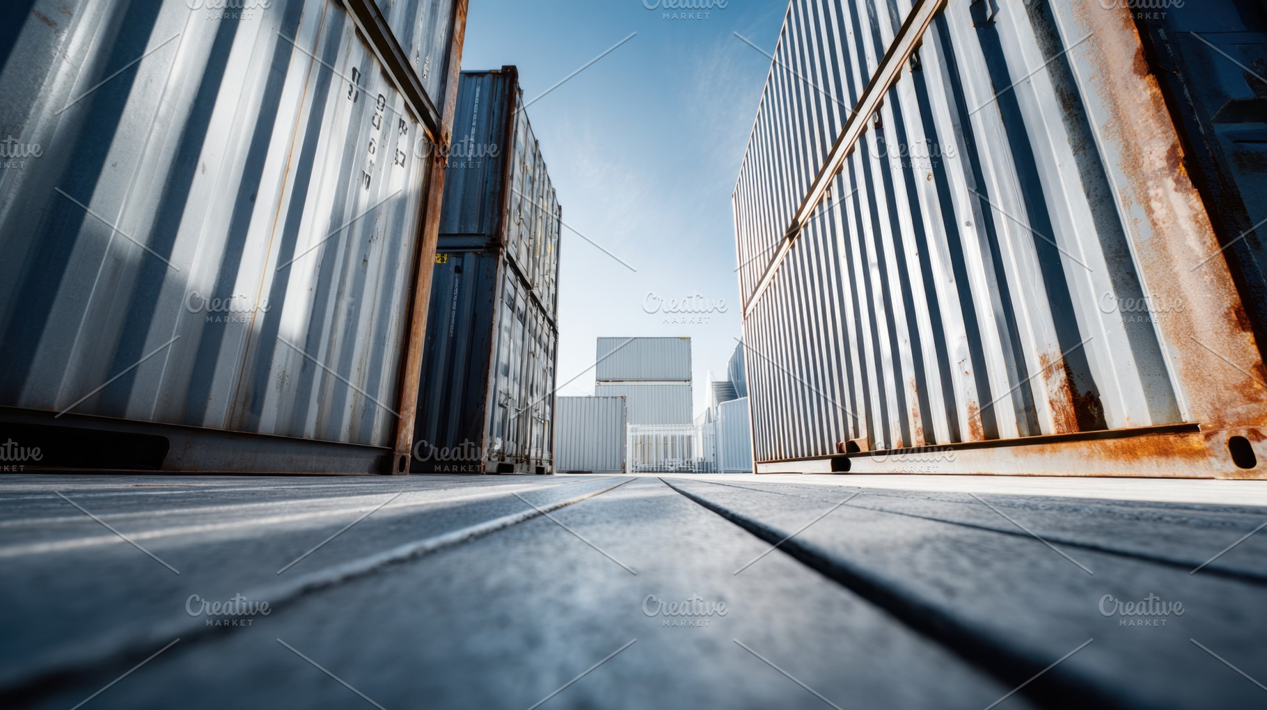 Containers stand in a shipping yard, a Photo by Beautiful things