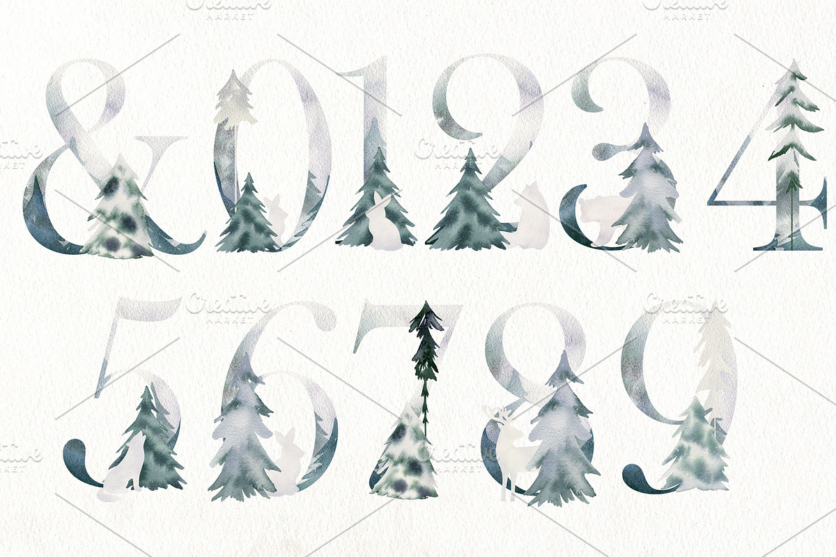 Watercolor winter forest., a Decorative Illustration by TaPilipa (Photo 4 of 9)