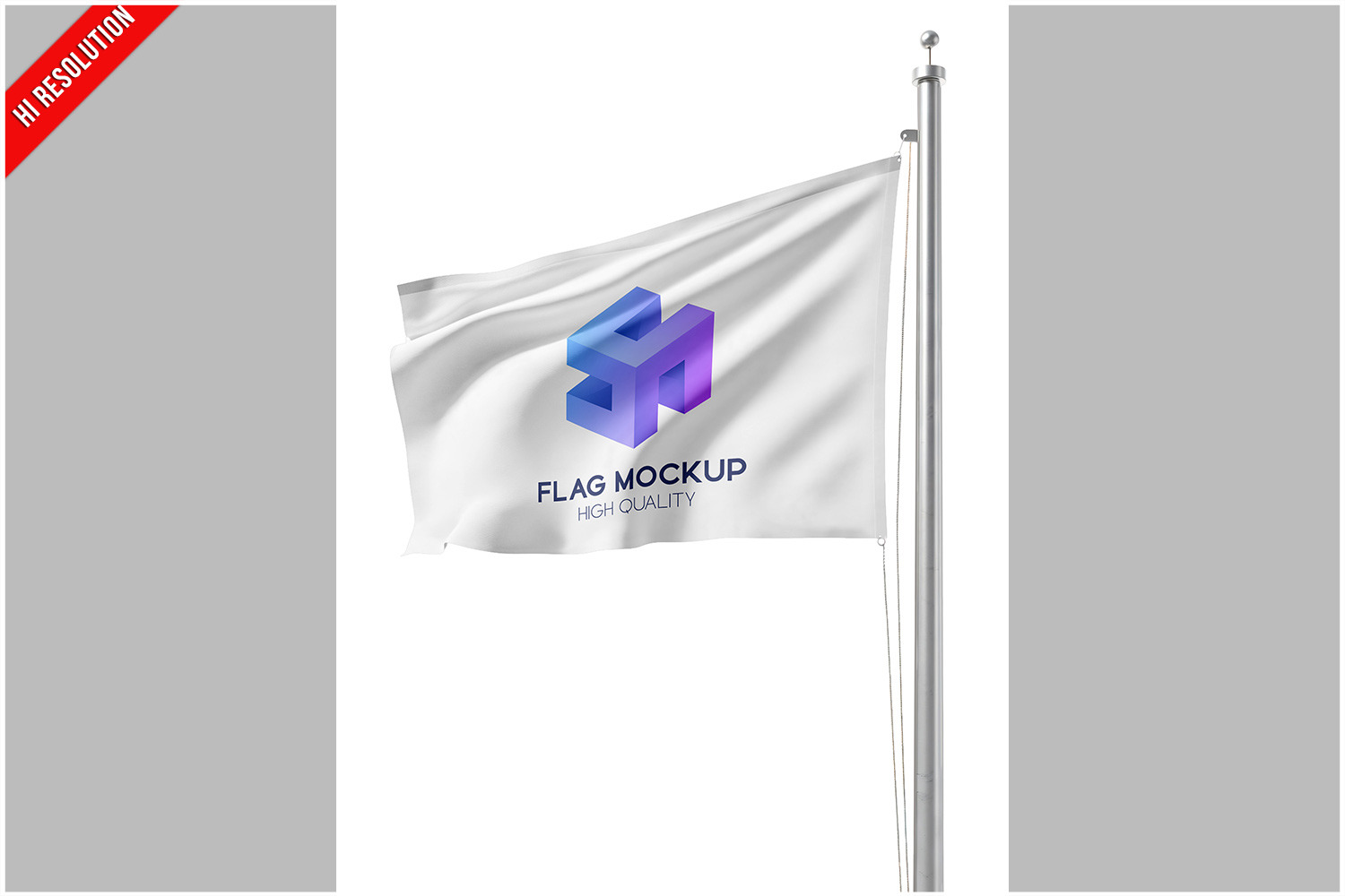 Landscape Flag On Pole Mockup, an Apparel Mockup by Bruno's Shop