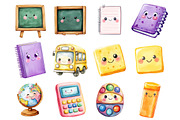Kawaii School Character Clipart, a Seasonal Illustration by CitraGraphics (Thumbnail 3 of 3)